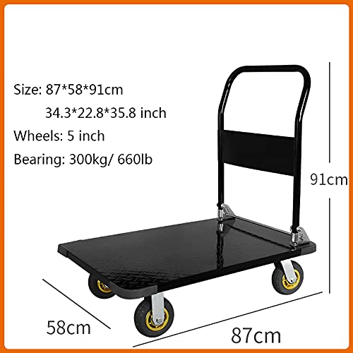 Carretilla de plataforma de acero con ruedas giratorias 360° miniatura 2