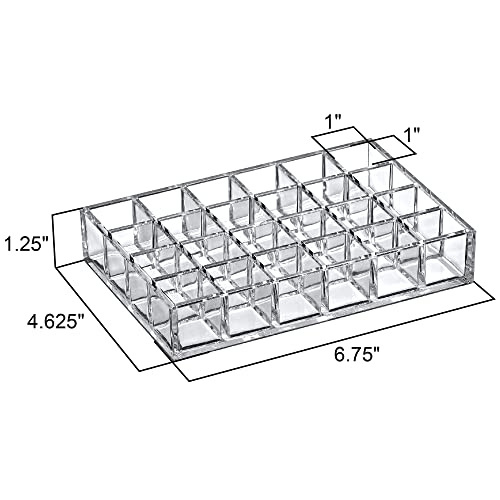 Image of Amazing Abby - Allure - 2-Pack 24-Slot Acrylic Lipstick Organizer, Lipstick Holder, Lip Gloss Holder, Cosmetic Storage Display, Perfect Storage Solution for Drawer and Vanity (Slot Size: 1.0 inch x 1.0 inch)