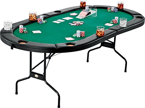 Fat Cat Folding Texas Hold 'em Poker/Casino Game Table with Cushioned Rail, 10 Player