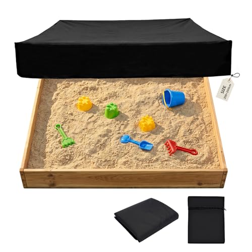 Sandkasten Abdeckung 200x200x20cm Sandkastenabdeckung Wasserdicht, Sandkasten Schutzplane 420D Oxford Plane Sandkaste Abdeckung mit Gummizug Kordelzug und Beutel für Sandkiste Pool Garten, Quadrat