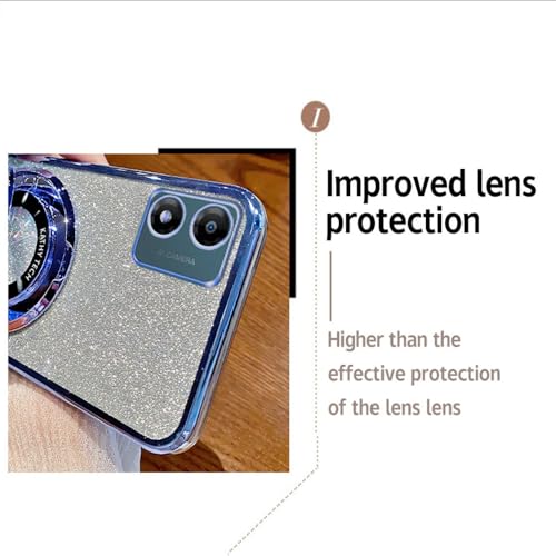 SIYOPINPFY Case for Motorola Moto E13, Glitter Sparkly Diamond Luxury Plating, TPU Soft Cover, Magnetic Ring Stand Holder - Image 2