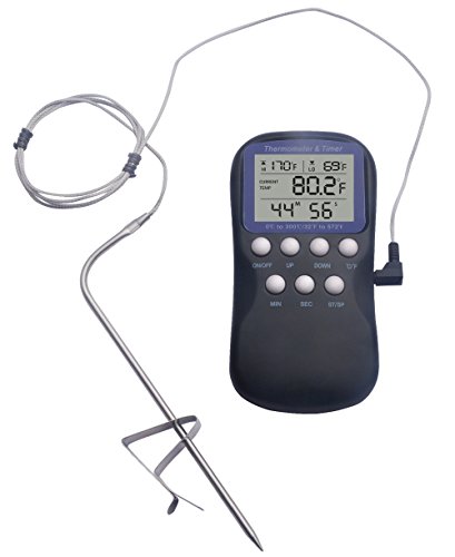 Hotloop Digital Oven Thermometer & Timer with High/Low Temperature Alarm for Candy/Yogurt Making, Deep Frying, Baking & Cooking Meat Thermometer for BBQ Grill with Probe