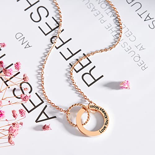 Mom Necklace Mother Daughter Gift 2 Interlocking Infinity Circles Necklace Love You Always Mom Mothers Day Jewelry Birthday Gift3