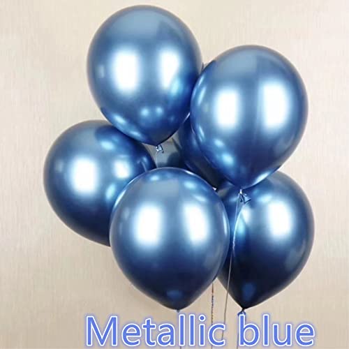 Image of 5 inch Metallic Blue Balloons, 100 pcs Thick Shiny Chrome Blue Latex Party Balloon (Metallic Blue)