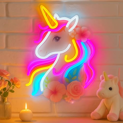 Zontruxe Unicorn Neon Sign for Wall Decor Dimmable Colorful Unicorn Light with Rainbow Mane Design USB Powered LED Sign for Girls Bedroom and Kids Room Birthday Idea for Girls Perfect Gifts
