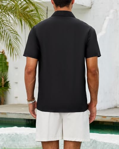 Bowling Shirts for Men Short Sleeve Hawaiian Button Down Shirts 1950s Vintage Beach Casual Shirt with Pocket3