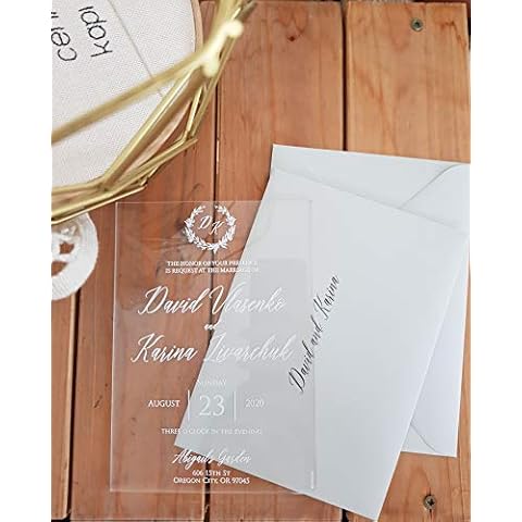 Bl4ckPrint Einladungskarten aus Acrylglas personalisierbar - Plexiglasscheiben für Hochzeitseinladung - Hochzeit Requisiten Cover