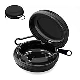 CHUNCHE Portable Ashtray, Pocket Ashtray with Key Ring Odor Proof, Ash Tray with Windproof Lid for Outdoor