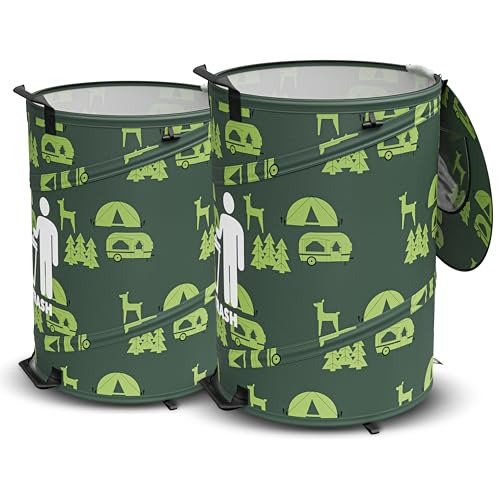 Poubelle pliable pop-up 30 gallons x2 pour camping et recyclage