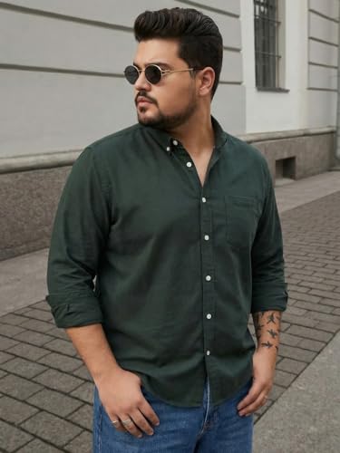 Image of Urbano Plus Men's Cotton Full Sleeve Regular Fit Solid Oxford Shirt with Button-Down Collar
