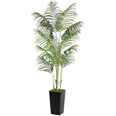 Artificial Palm Tree 6Ft Faux Silk Tropical Areca Plant Indoor Outdoor Fake Tree in Pot for Home Office Living Room Patio Decor Cover