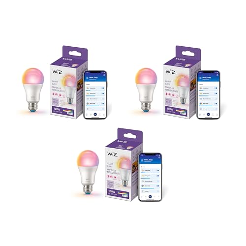 Image of WiZ Connected 100W A19 LED Smart Light Bulbs Color 3-Pack - Connects to Your Wi-Fi - E26 Smart Bulb - Control with Voice or App + Activate with Motion - Matter Compatible