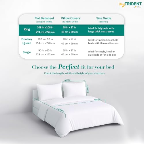 Image of Mytrident Bedsheet for Double Bed King Size |108 inch x 108 inch | Zari Sea Green