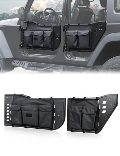 Image of Wrangler JK Tube Half Doors Off Road Tubular Summer Doors Fit for 2007-2018 Jeep Wrangler JK Unlimited 4-Door (exclude JL & JT&2Door Models)| Front & Rear Doors 4PCS |Door storage bag