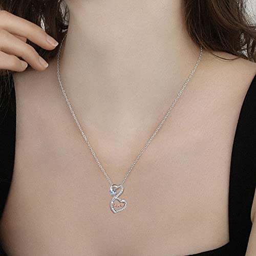 POPKIMI Gifts for Sister 2 3 4 5 Sisters Necklace Sterling Silver Crystal Fashion Jewelry Gift for Women Friend Female Friendship Lasts Forever3