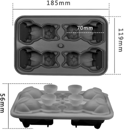 Eiswürfelform,Katze Eis Würfel Tray Form - 3D Katze Form Eis Würfel Trays,Eiswürfelbehälter Mit Deckel,4-Fach Eis Würfel Formen Für Whisky Bier Wein Kaffee
