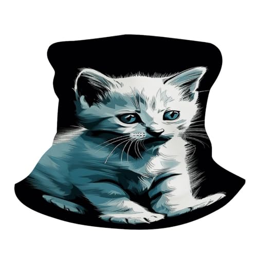 Pasamontaña Balaclava Transpirable y a Prueba de Viento para Hombre y Mujer, Máscara Facial Refrigerante con Diseño de Gato Blanco, Protector Solar y Antipolvo miniatura 2