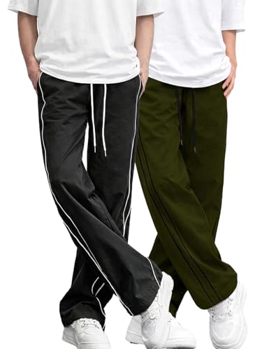 Image of CHKOKKO Men's Relaxed Track Pants for Gym Workout Running Casual Wear Sports Lower with Pockets Adjustable Drawstring Waist Lightweight Quick Dry Activewear Fitness