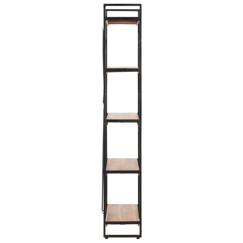 Tidyard Libreria a 5 Ripiani, Scaffale in Stile Industriale, Scaffali in Metallo per Garage, per Soggiorno, Cucina, Bagno, Magazzino e Cantina 60x30x180 cm in Legno Massello di Acacia