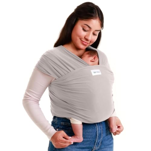 Sleepy Wrap Baby Carrier Newborn to Toddler (7-35 lbs/3-15 kg) - Hands-Free & Hip-Healthy Baby Wrap Carrier Machine-Washable & Breathable (Light Grey)