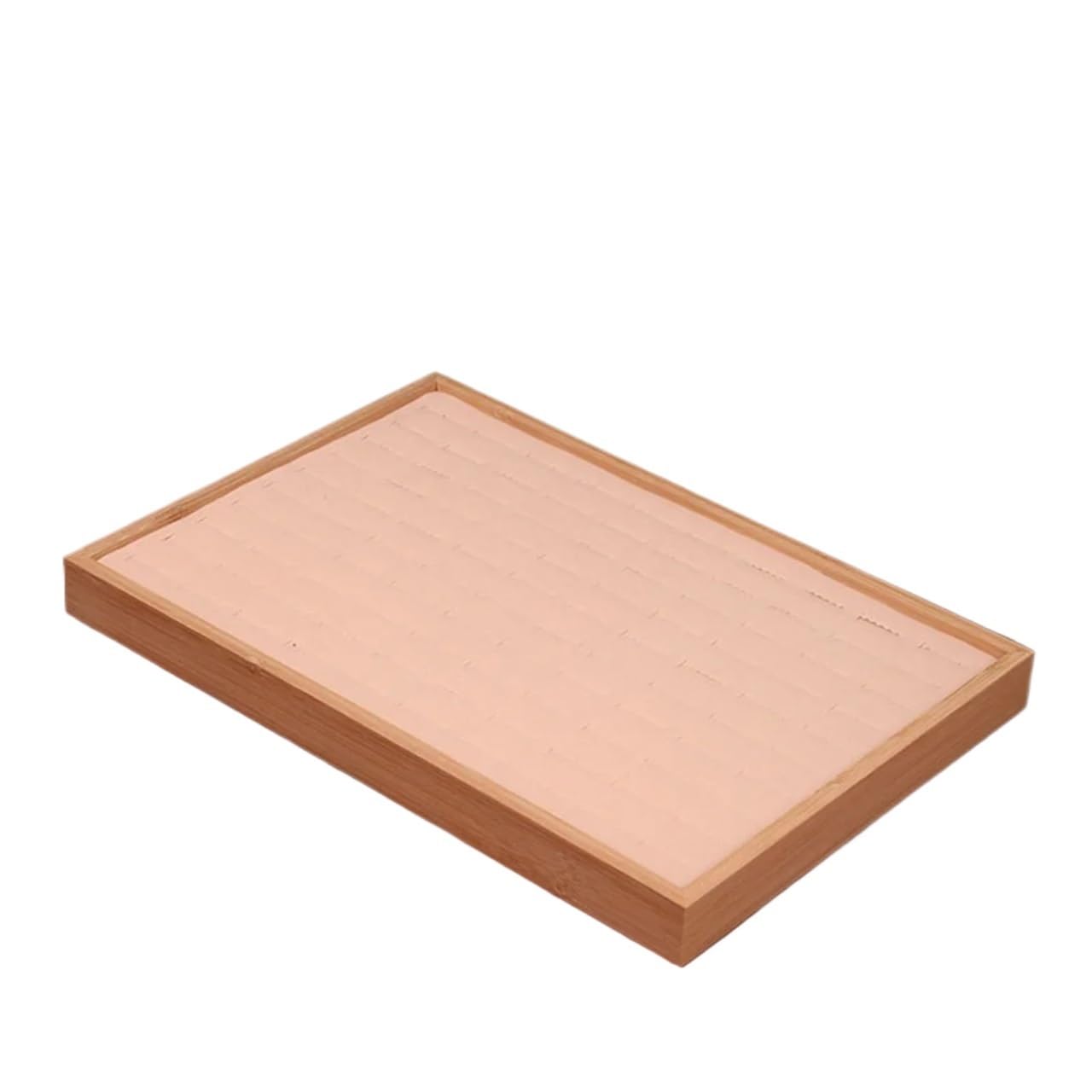 ZHSOAO Wood Velvet Ring Display Tray Jewelry Stud Earrings Storage Plate Jewellery Counter Showcase Props for Jewelry(Beige)