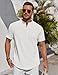 COOFANDY Men's White Henley Shirt Short Sleeve Band Collar Summer Casual Beach Wedding Vacation T-Shirts