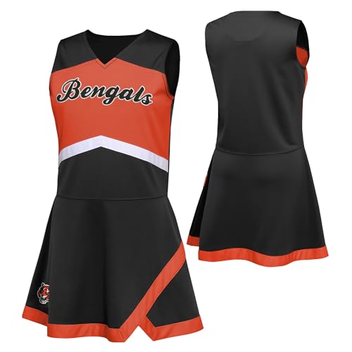 Outerstuff Girls Preschool Black Cincinnati Bengals Two-Piece Cheer Captain Jumper Dress with Bloomers Set