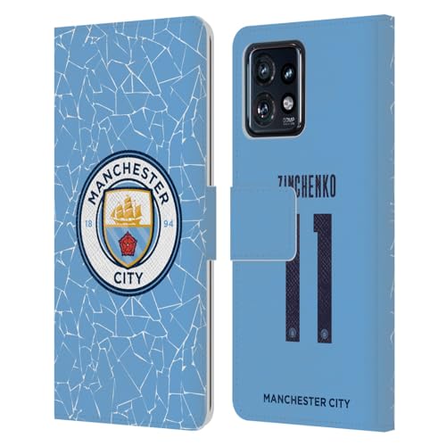 Head Case Designs Officially Licensed Manchester City Man City FC Oleksandr Zinchenko 2020/21 Players Home Kit Group 2 Leather Book Wallet Case Cover Compatible with Motorola Moto Edge 40 Pro