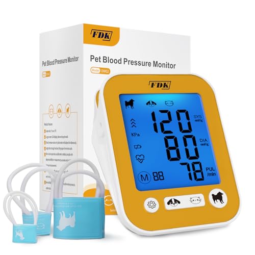 Veterinary Blood Pressure Monitor for Pet Dog and Cat, Animal Automatic Digital BP Machine with Large LCD Screen Backlight 3 Cuffs 270 Data Memory Silent