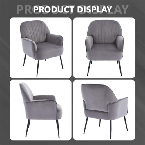 Sillón moderno terciopelo gris miniatura 7