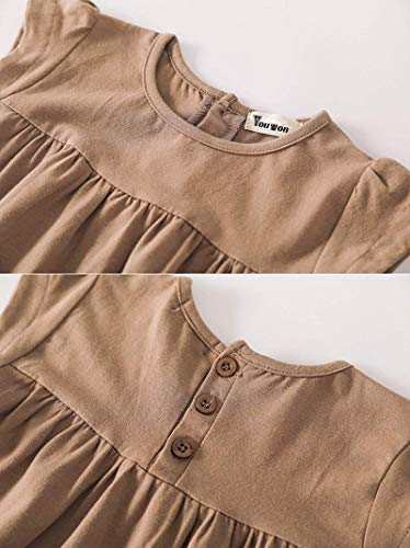 Youwon Girls Dress Short Sleeve Solid Color Tunic A-Line Tiered Swing Dress 2-6 7-163