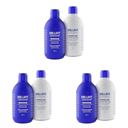 BBLUNT Intense Moisture Natural Hair Shampoo and Conditioner Combo for Women & Men's Dry Hair for Daily Use (300ml + 250g) (Pack of 3)
