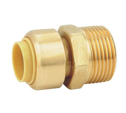 3/4 inch Brass Push Fit Style x 1 inch Male Pipe Thread, DZR, Lead Free, Push-to-Connect, PEX, Copper, CPVC, PE-RT by Provizio Supply