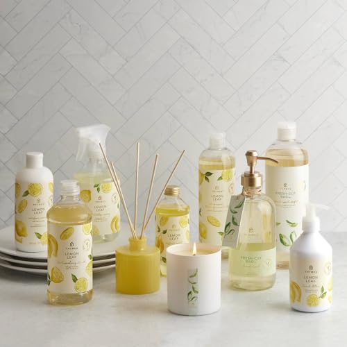 Thymes Lemon Leaf Candle - 8 Oz - Scented Candle for a Fresh Home Fragrance - Aromatherapy Candle in Glass Jar - Matte White Jar - Image 5