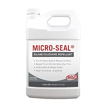 Rainguard Micro-seal 1 Gal Clear Penetrating Silane Siloxane Professional Grade Water Repellent Sealer - Concrete, CMU, Block, Brick, Stucco, Stone, Wood for Horizontal/Vertical, Apply Low Temp 35F & Newly Poured Concrete, 10 Yr Warranty