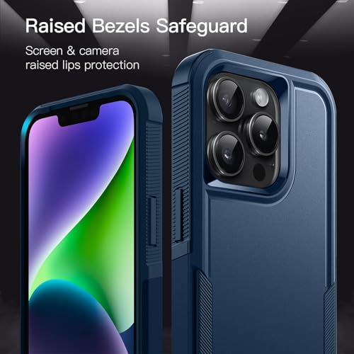 Image of KARWAN Shockproof Back Case Cover Compatible with iPhone 14 Pro Max, Heavy Duty Case with 360 Degree Camera Protection, Dual Layer Rugged Bumper Protection Cover with Matte Finish (Blue)