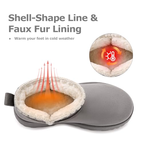 Snow Mini Ankle Boots for Women: Stitch Shell-Shape Lined Chunky Heels Booties Platform Anti-Slip Comfortable Warm Winter Daily Outdoor Shoes in 20254