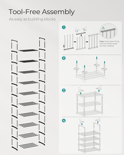 Image of SONGMICS Shoe Rack, 10-Tier Shoe Organizer, Metal Storage Shelf