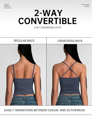 Image of 2 Pack Womens Cami Tank Scoop Neck Spaghetti Strap Tank Tops Basic Tight Camisole Shirts