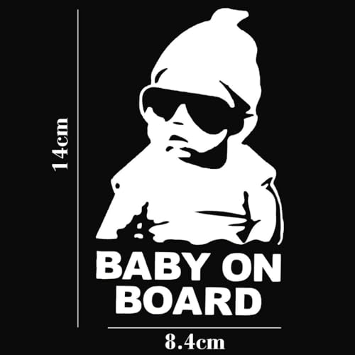 Image of CVANU Baby on Board Sticker (Combo Pack of 5) White Vinyl Car Safety Warning Self-Adhesive Waterproof Stickers for Cars| Windows| Vehicle Surface (14cm X 8.4cm) 874