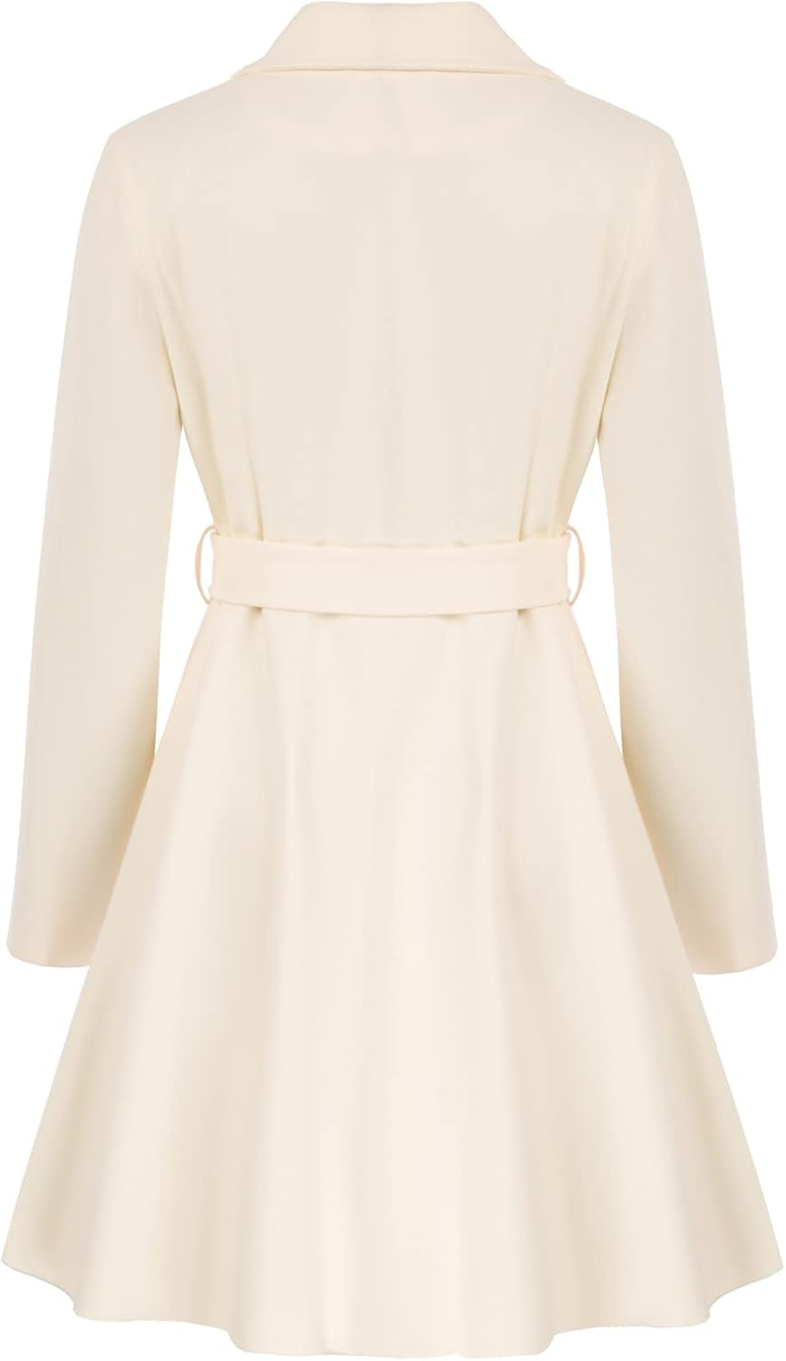 Elegant Back View of a Cream A-Line Peacoat