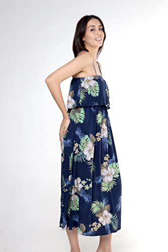 Image of Matchable Family Hawaiian Luau Men Women Girl Boy Clothes in Pineapple Garden Navy