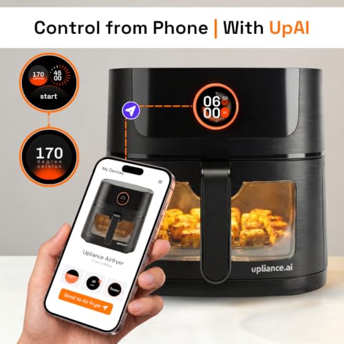 Image of Upliance Smart Air Fryer 6L | Powered by UpAI | Photo to Air Fry | Send Settings from Phone | Reels to Air Fry | AMOLED Touchscreen Dial | 2 Year Warranty