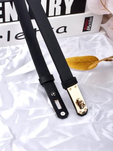 1 Pack Women's Skinny Belt, Adjustable Thin Belts for Womens, Womens Black Belt with Turn-Lock Buckle, Ideal for Dresses, Jeans, and Coats3