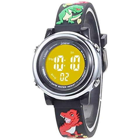Reloj Deportivo Digital Mamiddle para Niño Niña Impermeable 3ATM Dinosaurio Negro Cover