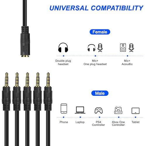 Cable divisor 3.5mm MEIRIYFA 1 hembra a 5 macho 50 cm miniatura 6
