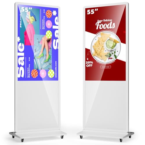 Image of 55 Inch Digital Signage Display, Advertising Kiosk IPS LCD Screen, Indoor Floor Standing Customizable Commercial Totem, Android System, Interactive Display Poster Auto Media Player