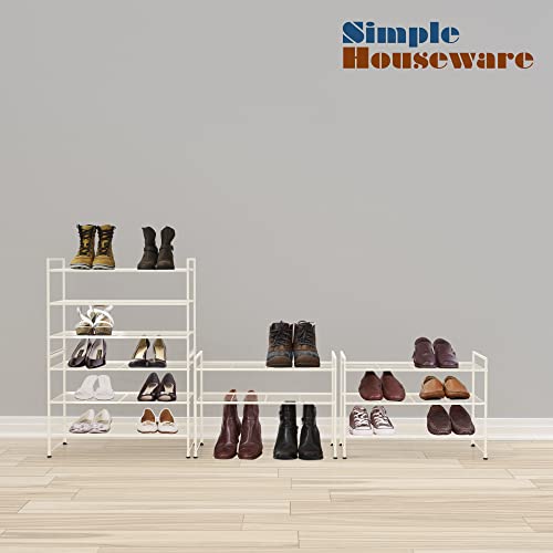 Image of Simple Houseware 3-Tier Stackable Shoes Rack Storage Shelf, White