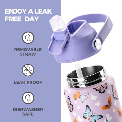 Choco Mocha Children's Water Bottle with Straw for Girls Thermos Flask Children, Water Bottles for School 400 ml, Leak-Proof - Image 3
