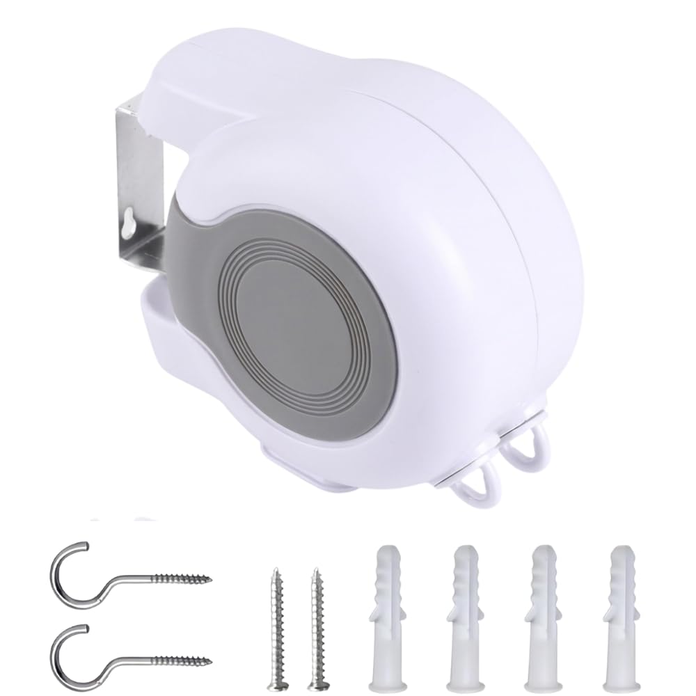 Heavy Duty 30M Cordomatic Retractable Washing Line | Twin Auto Reel Wall Mounted Clothesline | Double Cable Indoor & Outdoor Clothes Dryer | 2 x 15M | Easy Install | UK Gardens & Homes